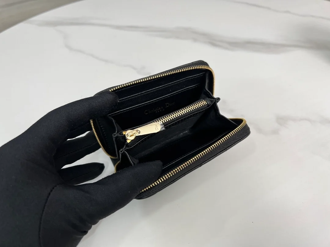 디올 레이디 VOYAGEUR 스몰 동전 지갑 블랙