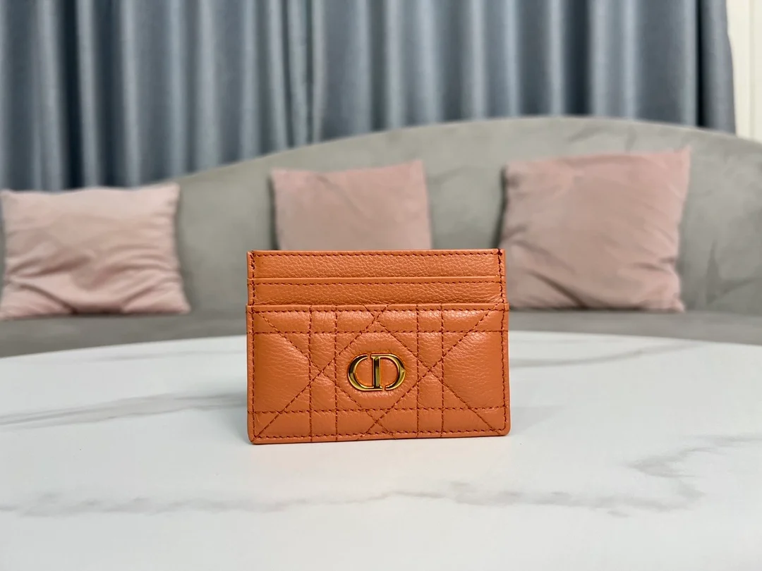 디올 카로 5-슬롯 카드 지갑 로즈