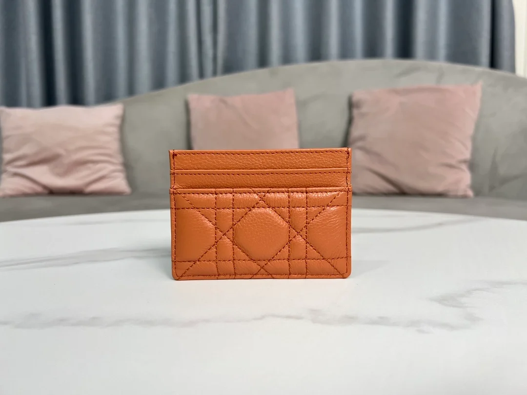 디올 카로 5-슬롯 카드 지갑 로즈