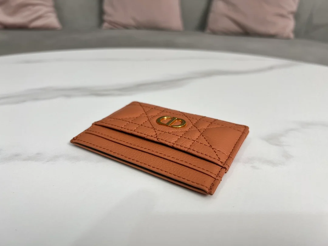 디올 카로 5-슬롯 카드 지갑 로즈