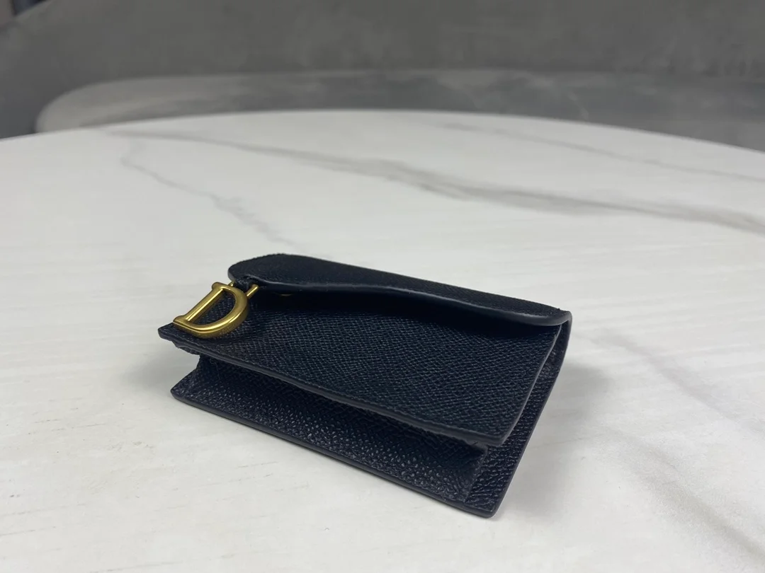 디올 새들 플랩 카드 지갑 블랙