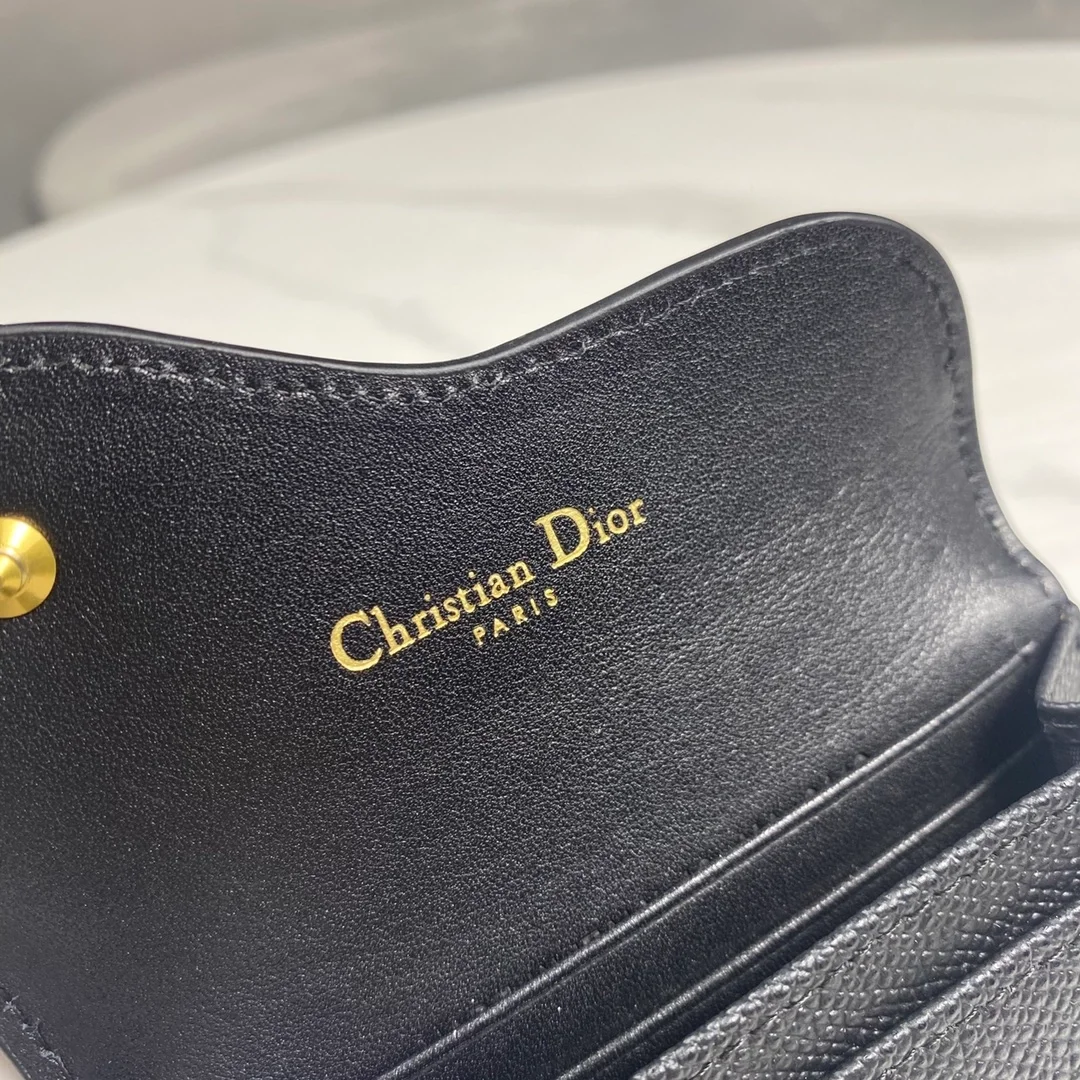 디올 새들 플랩 카드 지갑 블랙