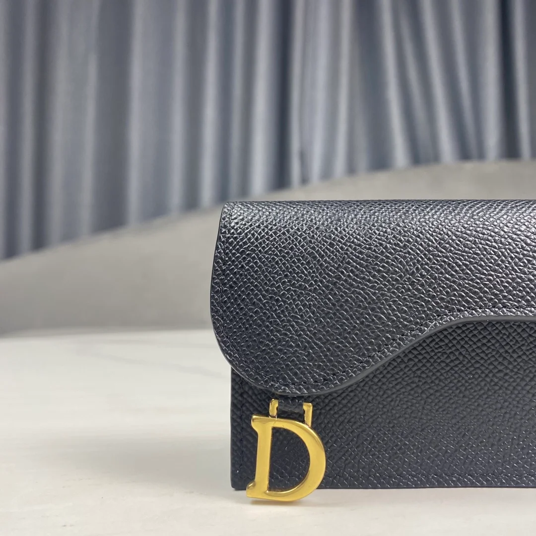 디올 새들 플랩 카드 지갑 블랙