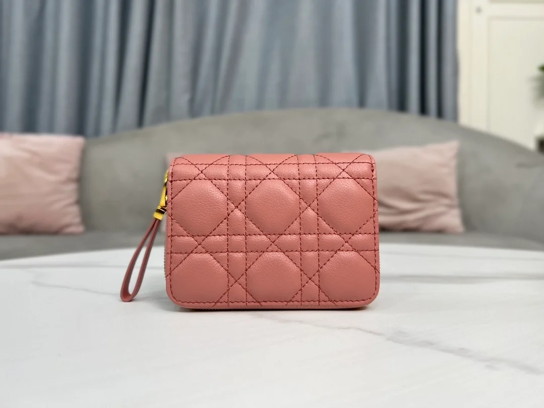 디올 카로 컴팩트 지퍼 지갑 핑크