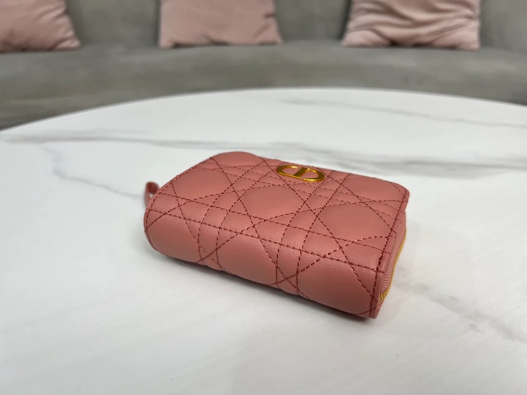 디올 카로 컴팩트 지퍼 지갑 핑크