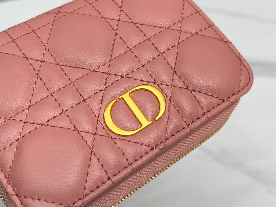 디올 카로 컴팩트 지퍼 지갑 핑크
