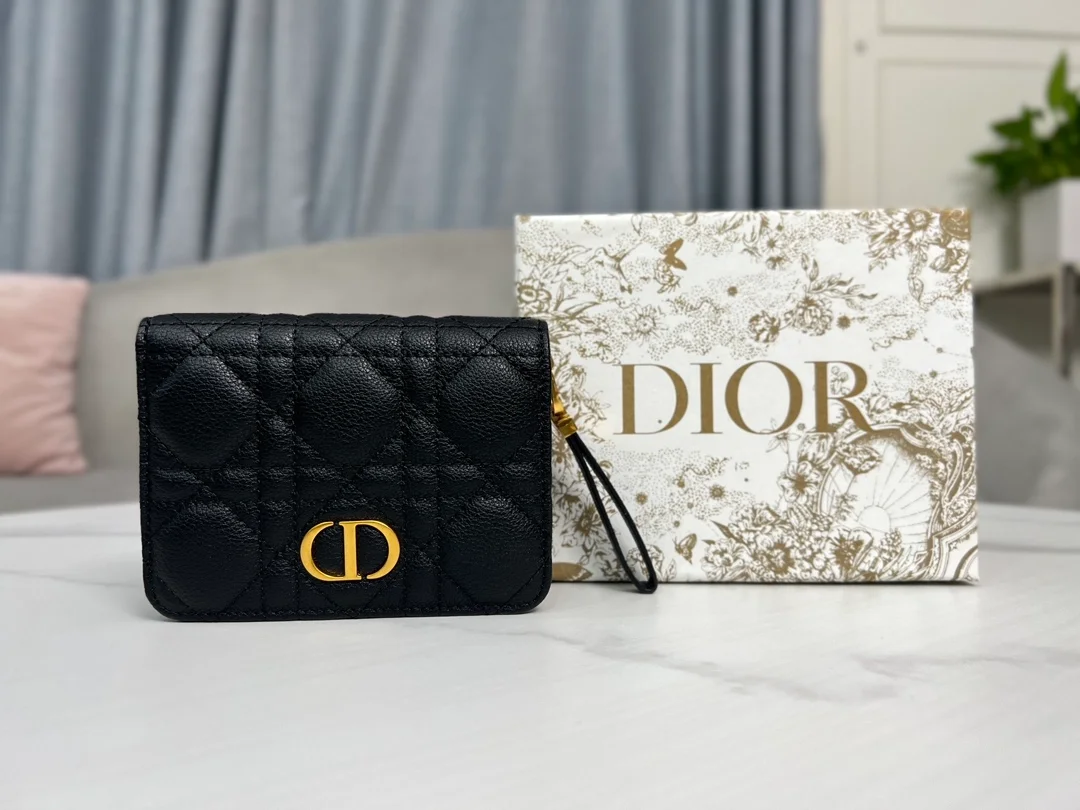 디올 카로 컴팩트 지퍼 지갑 블랙