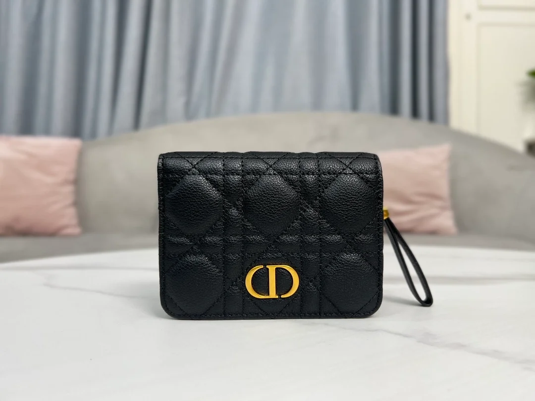 디올 카로 컴팩트 지퍼 지갑 블랙