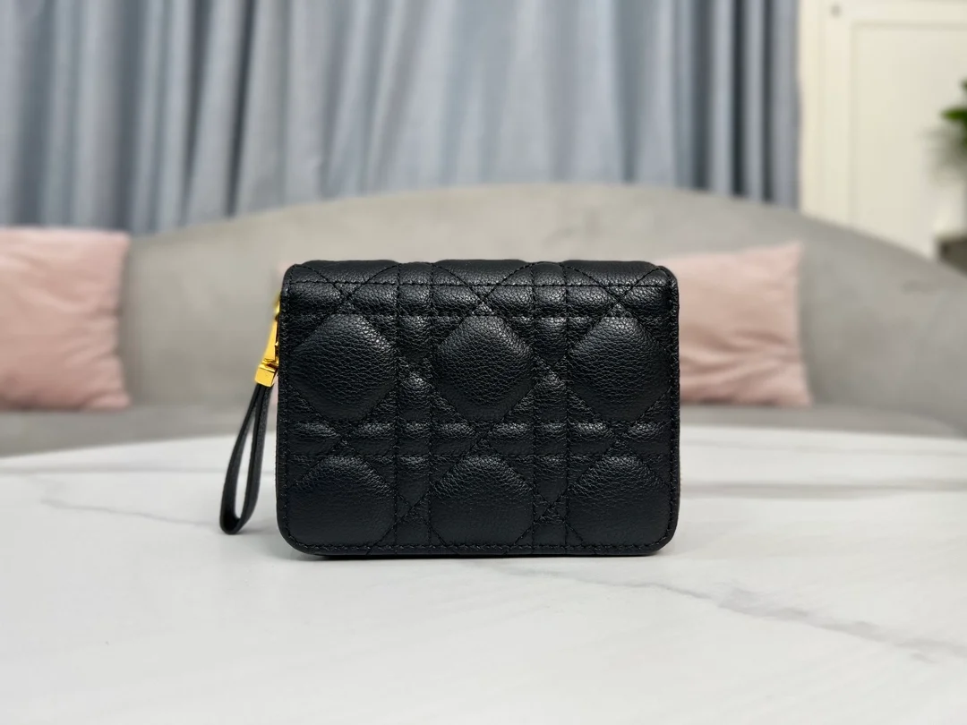 디올 카로 컴팩트 지퍼 지갑 블랙