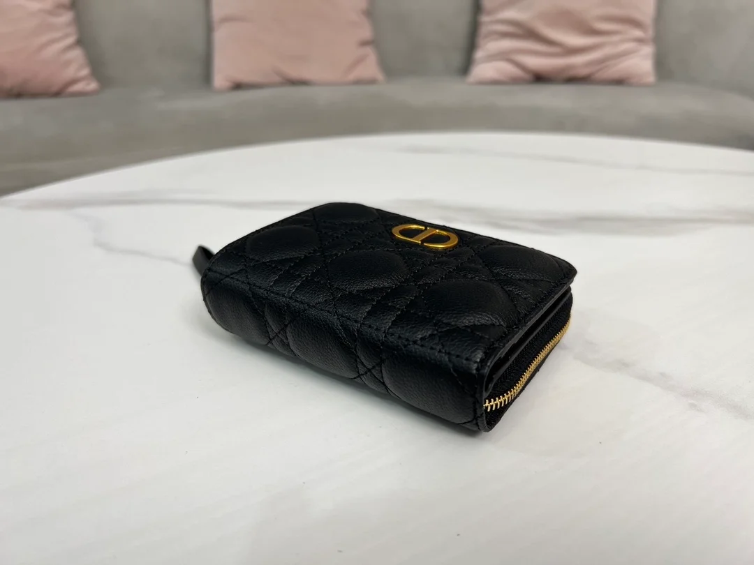 디올 카로 컴팩트 지퍼 지갑 블랙