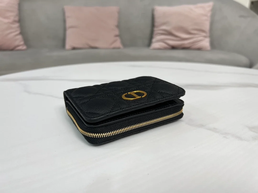 디올 카로 컴팩트 지퍼 지갑 블랙