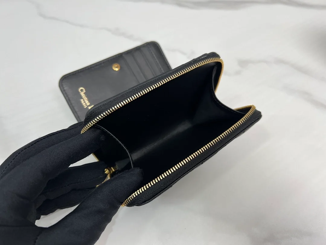 디올 카로 컴팩트 지퍼 지갑 블랙