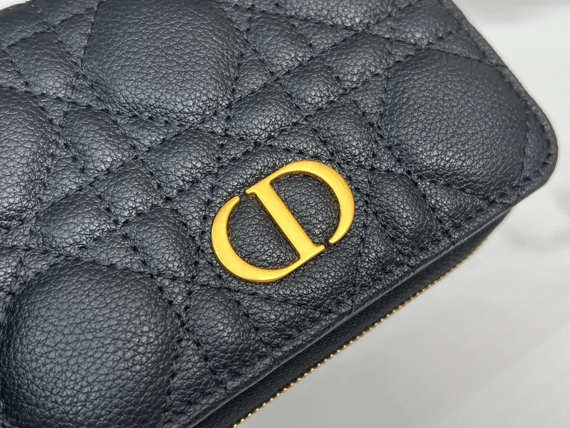 디올 카로 컴팩트 지퍼 지갑 블랙