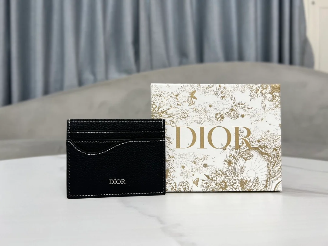 디올 새들 2단 카드 지갑 블랙