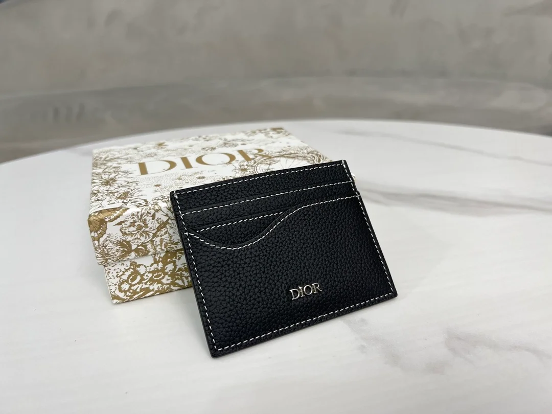 디올 새들 2단 카드 지갑 블랙