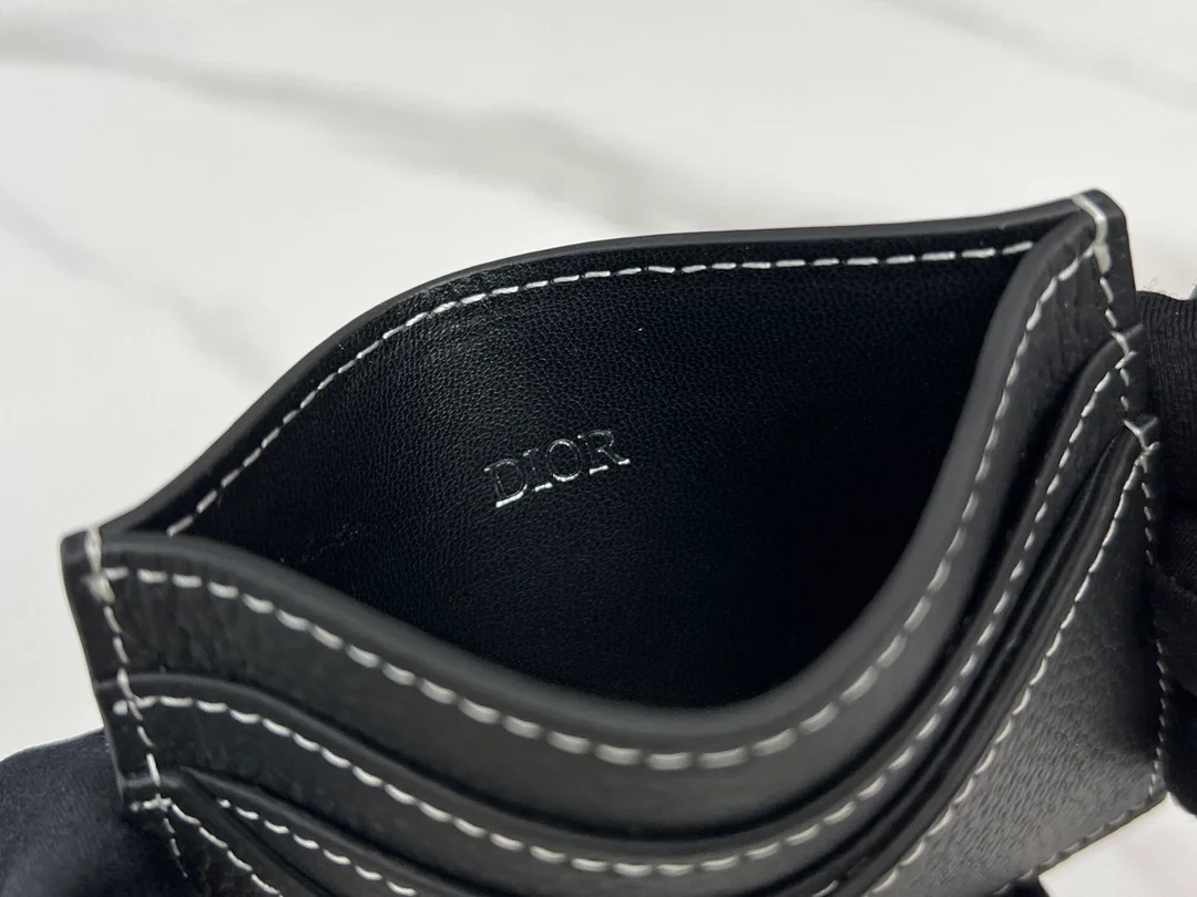 디올 새들 2단 카드 지갑 블랙