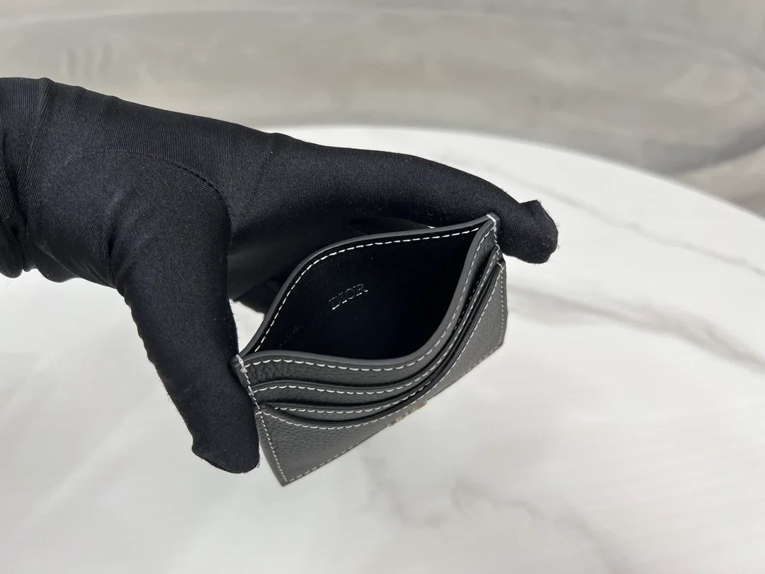 디올 새들 2단 카드 지갑 블랙