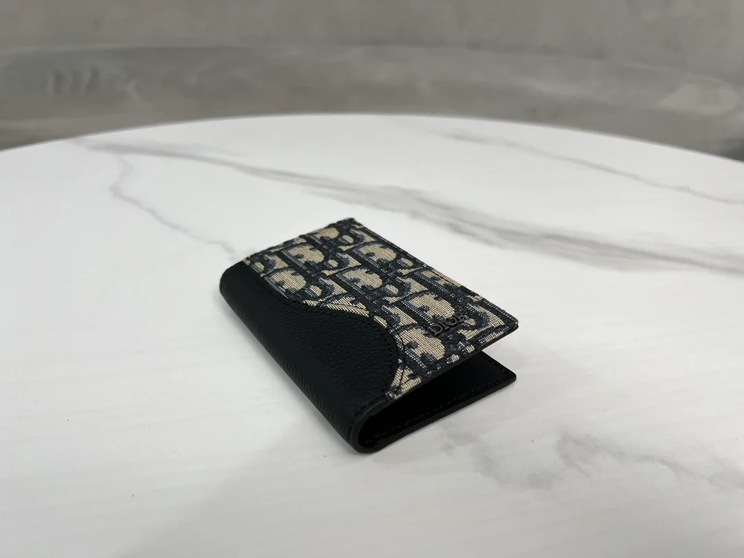 디올 새들 2단 카드 지갑 베이지