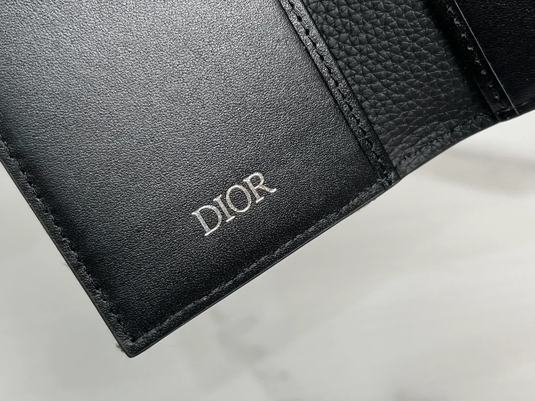 디올 새들 2단 카드 지갑 베이지