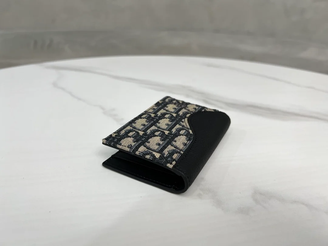 디올 새들 2단 카드 지갑 베이지