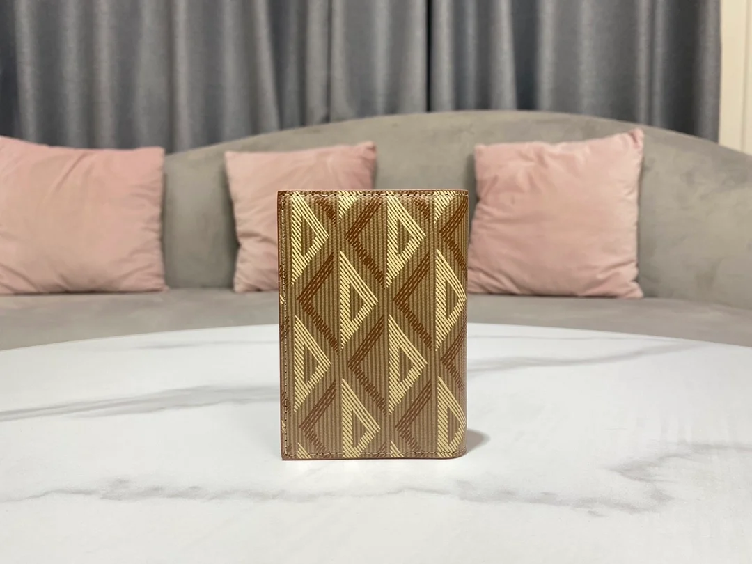 디올 2단 카드 홀더 브라운