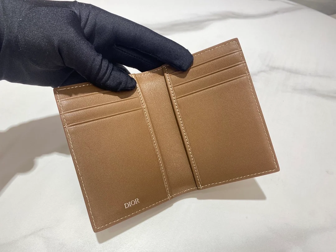 디올 2단 카드 홀더 브라운