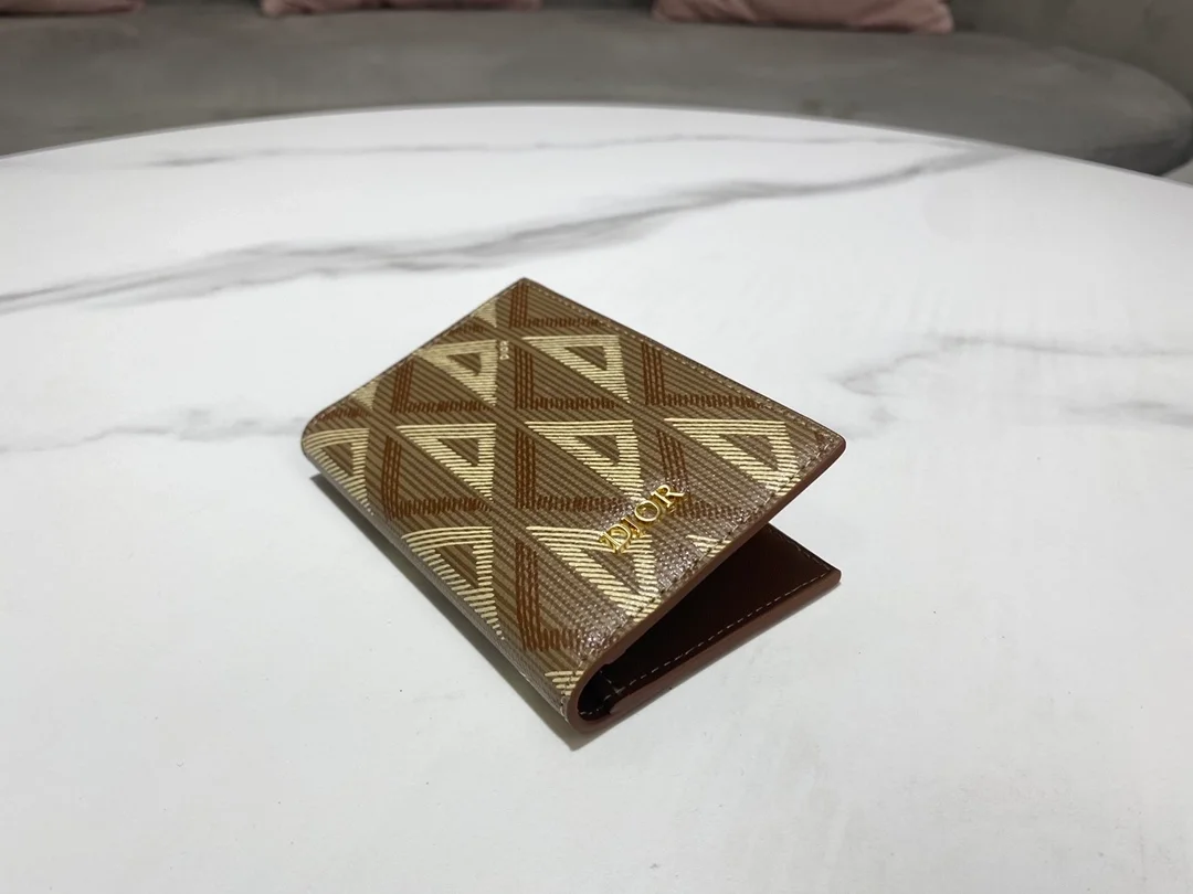 디올 2단 카드 홀더 브라운