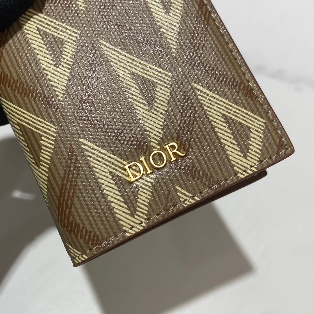 디올 2단 카드 홀더 브라운