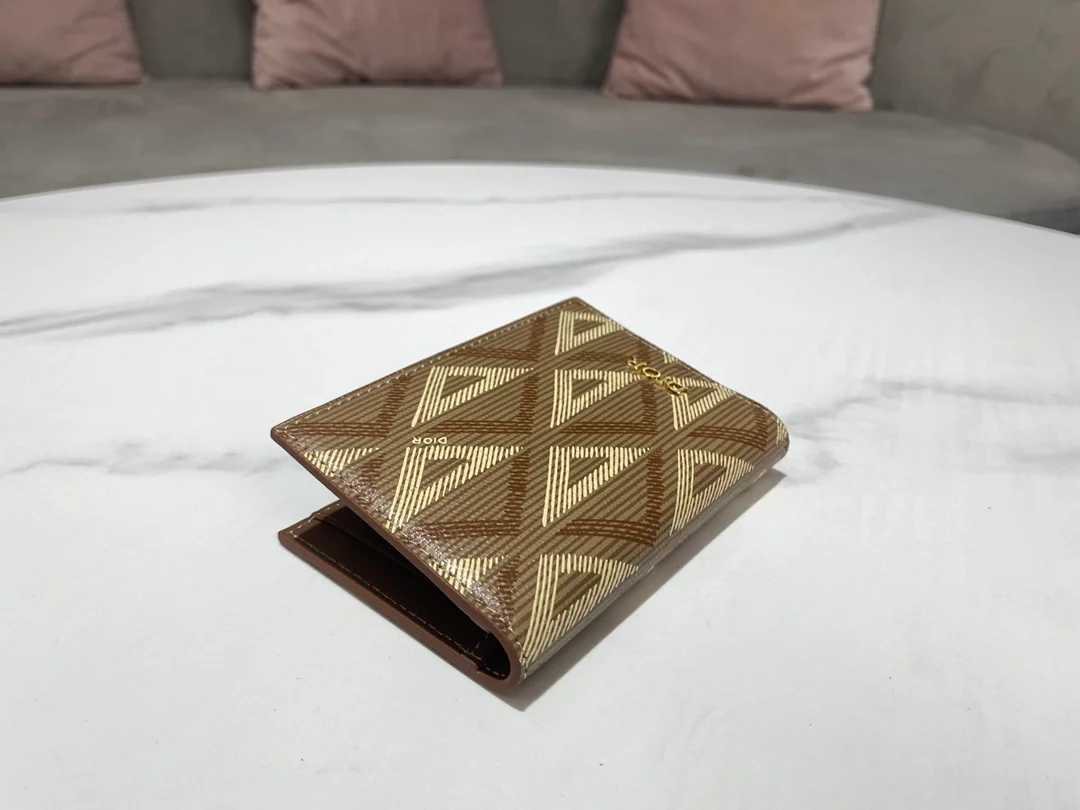 디올 2단 카드 홀더 브라운