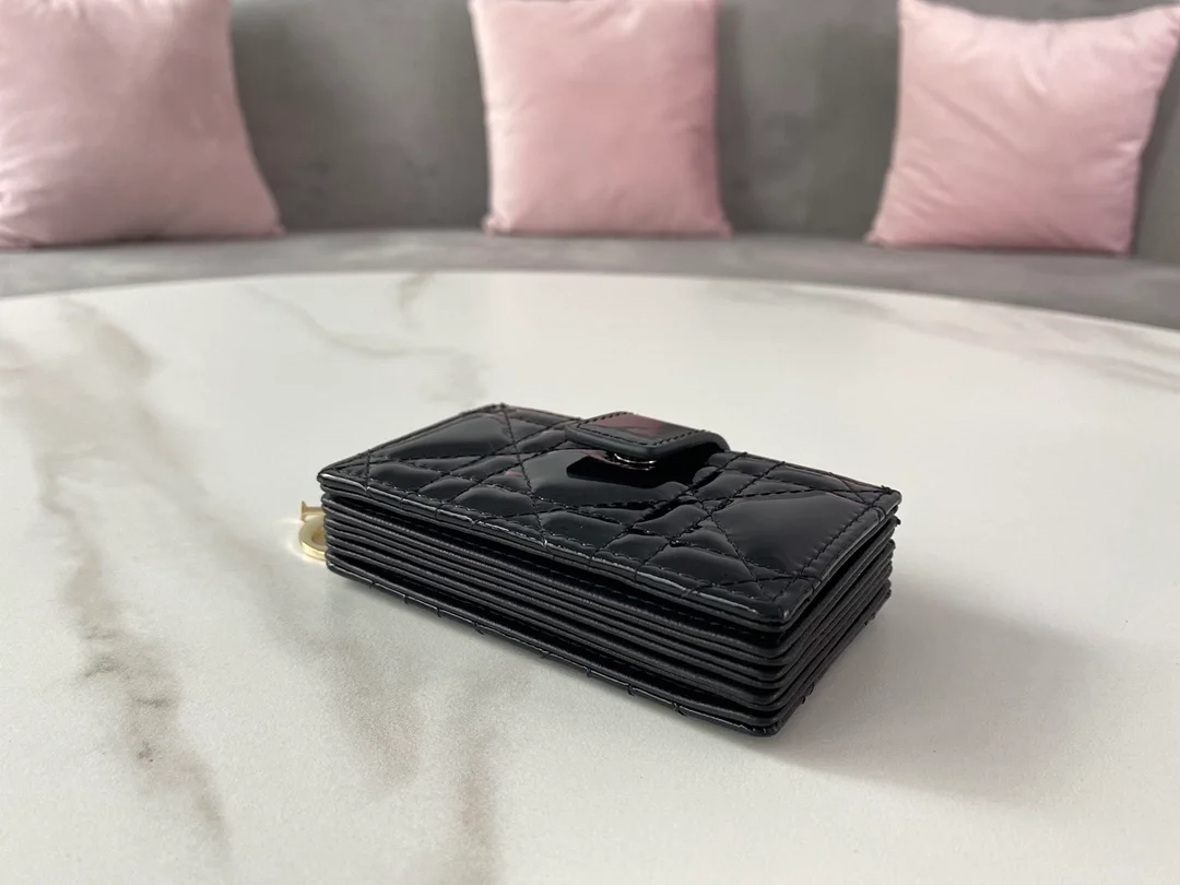 디올 레이디 5-포켓 카드 지갑 블랙