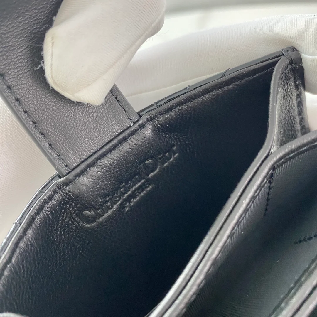 디올 레이디 5-포켓 카드 지갑 블랙