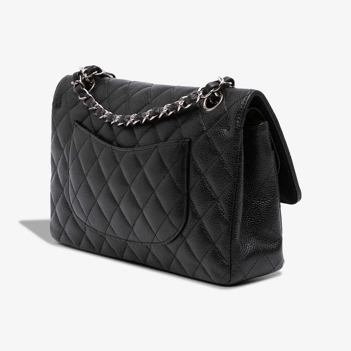 샤넬 클래식 미디움 캐비어 블랙 실버