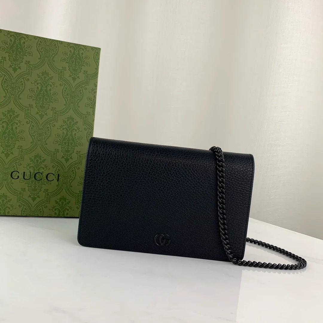 구찌 마몬트 블랙 레더 체인 지갑