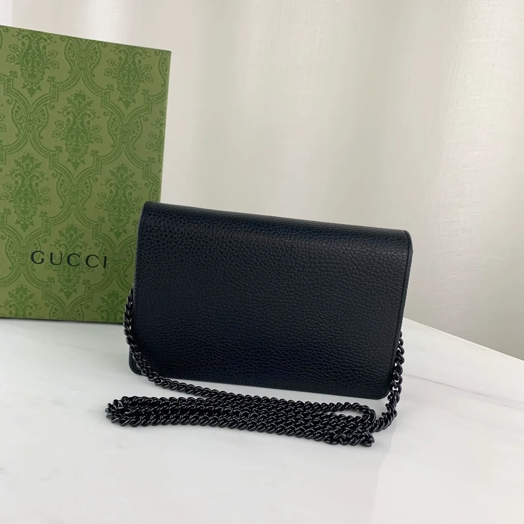 구찌 마몬트 블랙 레더 체인 지갑