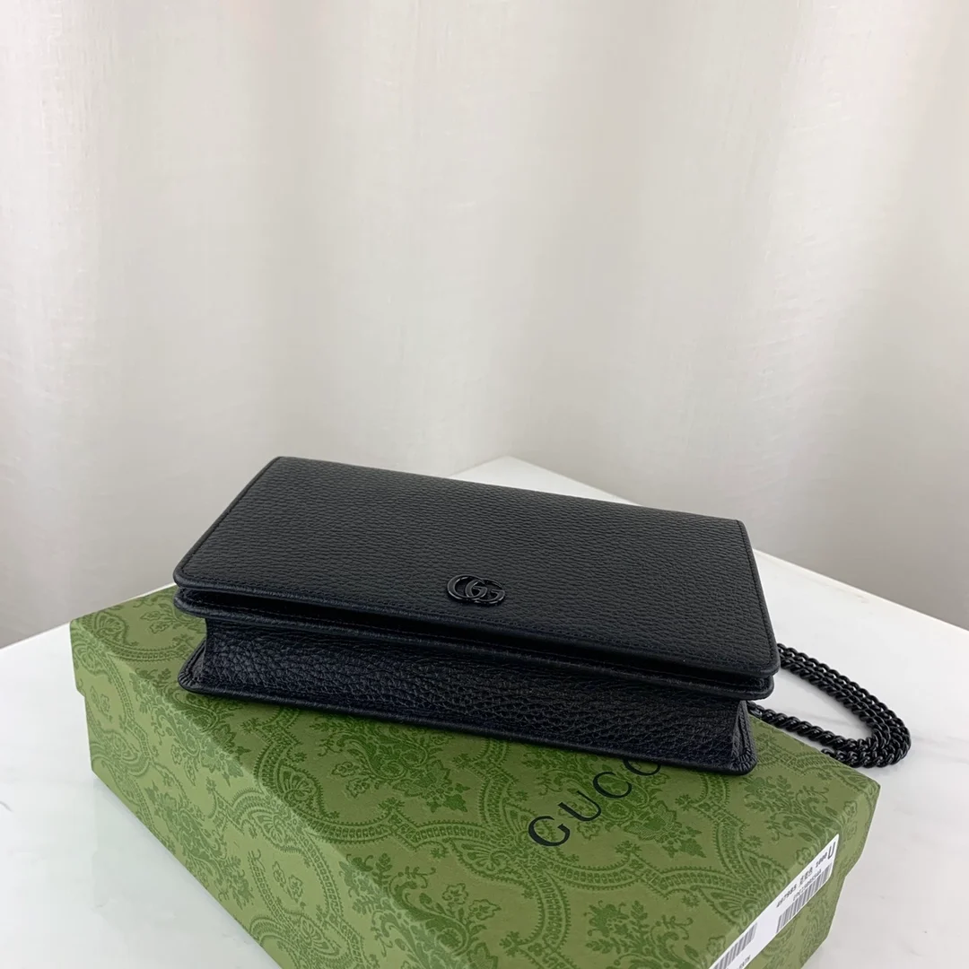 구찌 마몬트 블랙 레더 체인 지갑