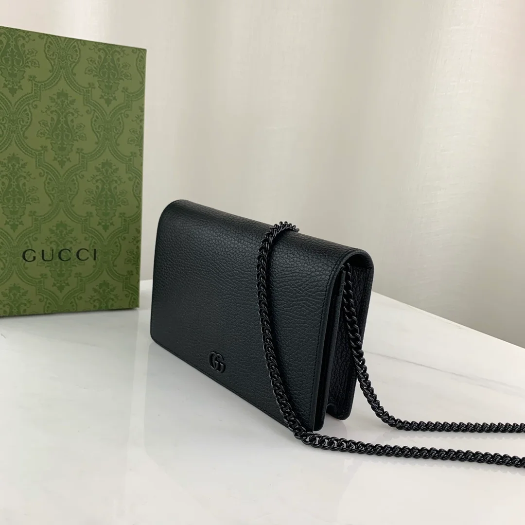 구찌 마몬트 블랙 레더 체인 지갑