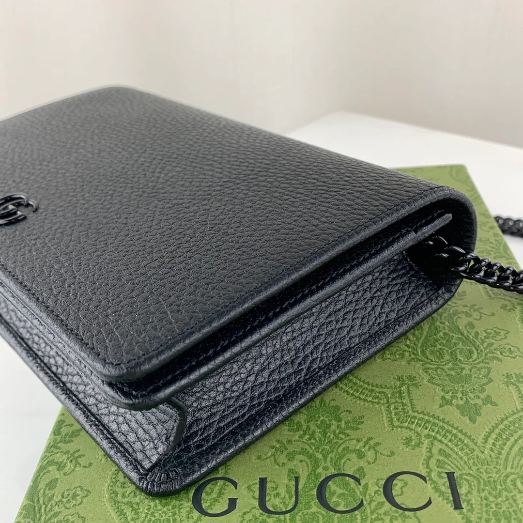 구찌 마몬트 블랙 레더 체인 지갑