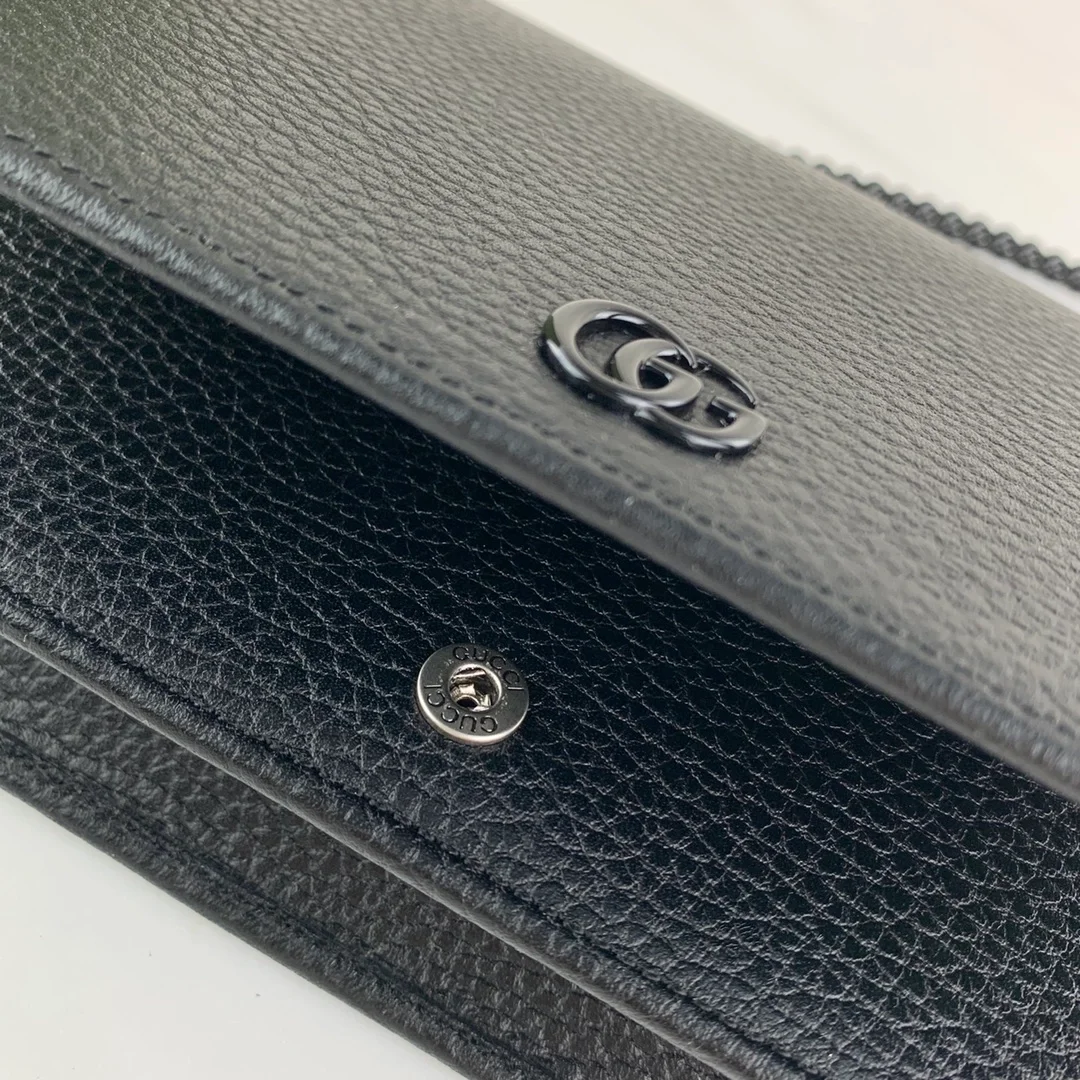 구찌 마몬트 블랙 레더 체인 지갑