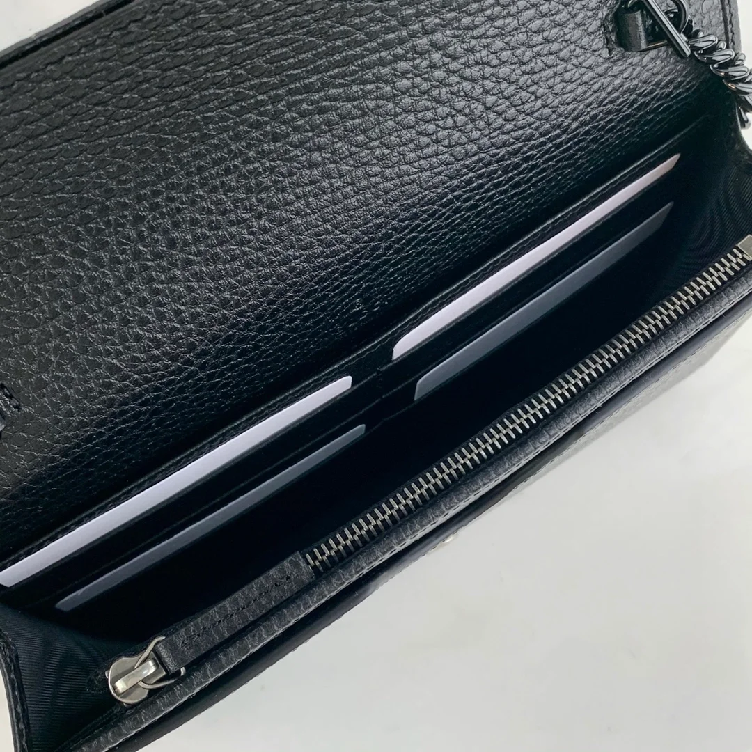 구찌 마몬트 블랙 레더 체인 지갑