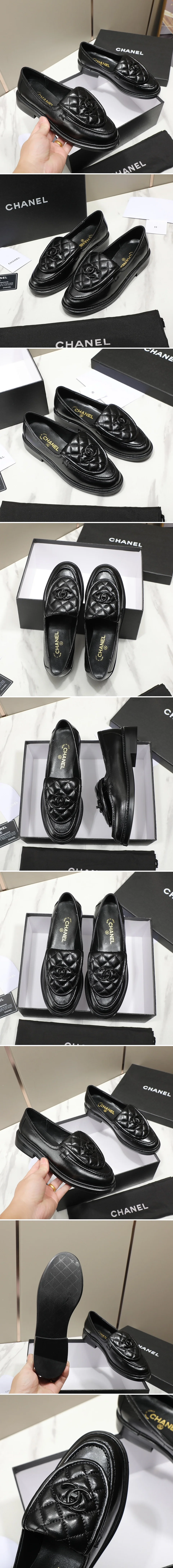 샤넬 턴락 로퍼 블랙 퀼팅