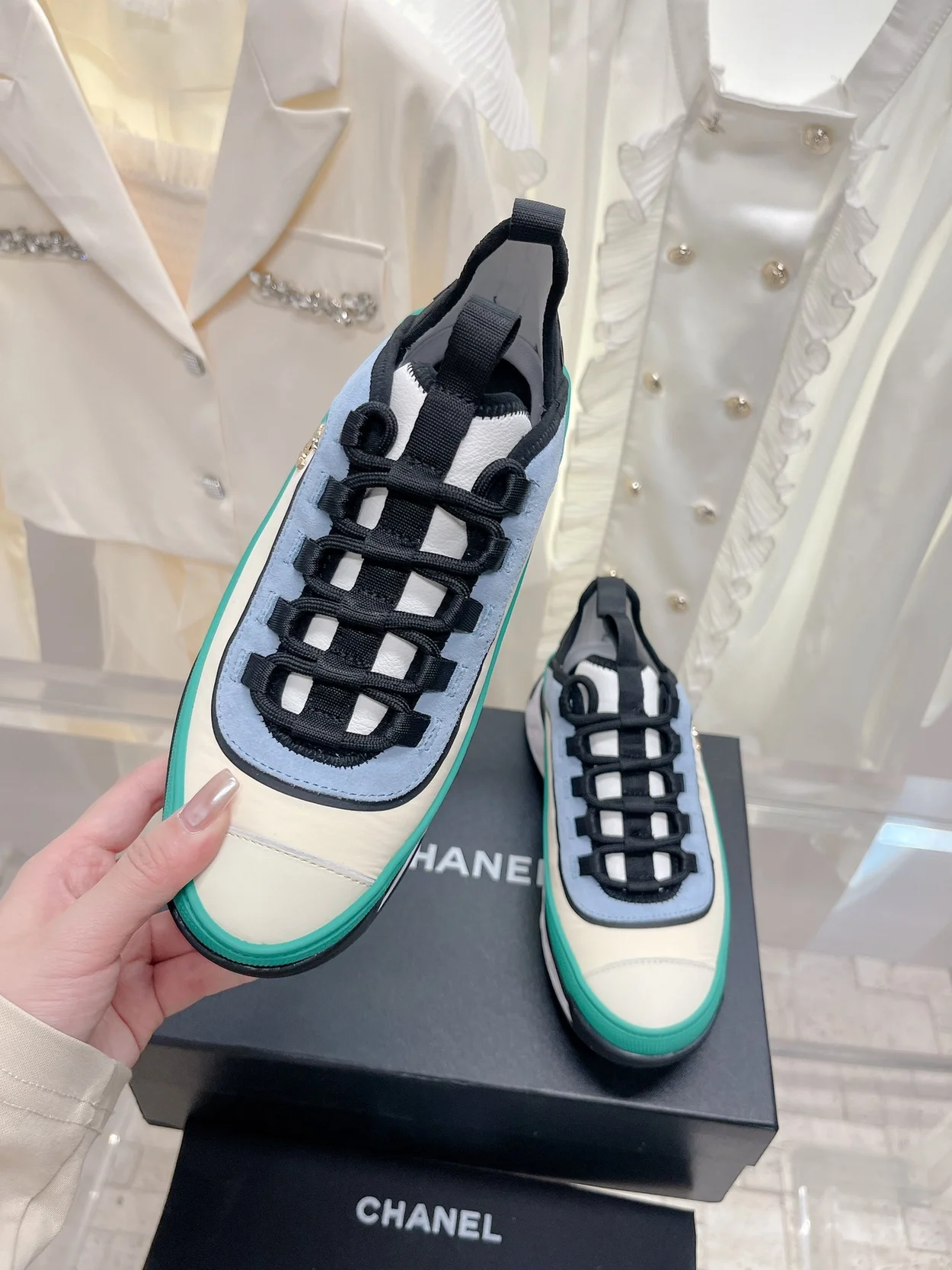 샤넬 믹스드파이버 카프스킨 아이보리