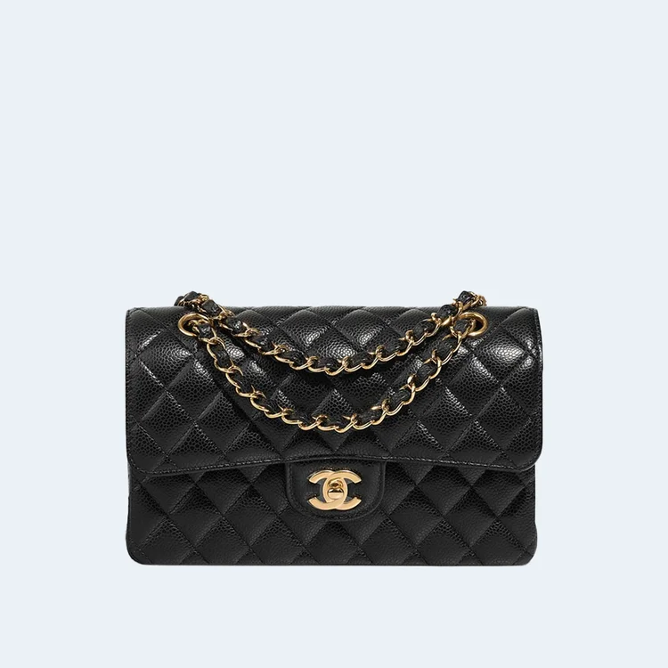 샤넬 클래식 스몰 캐비어 블랙 골드