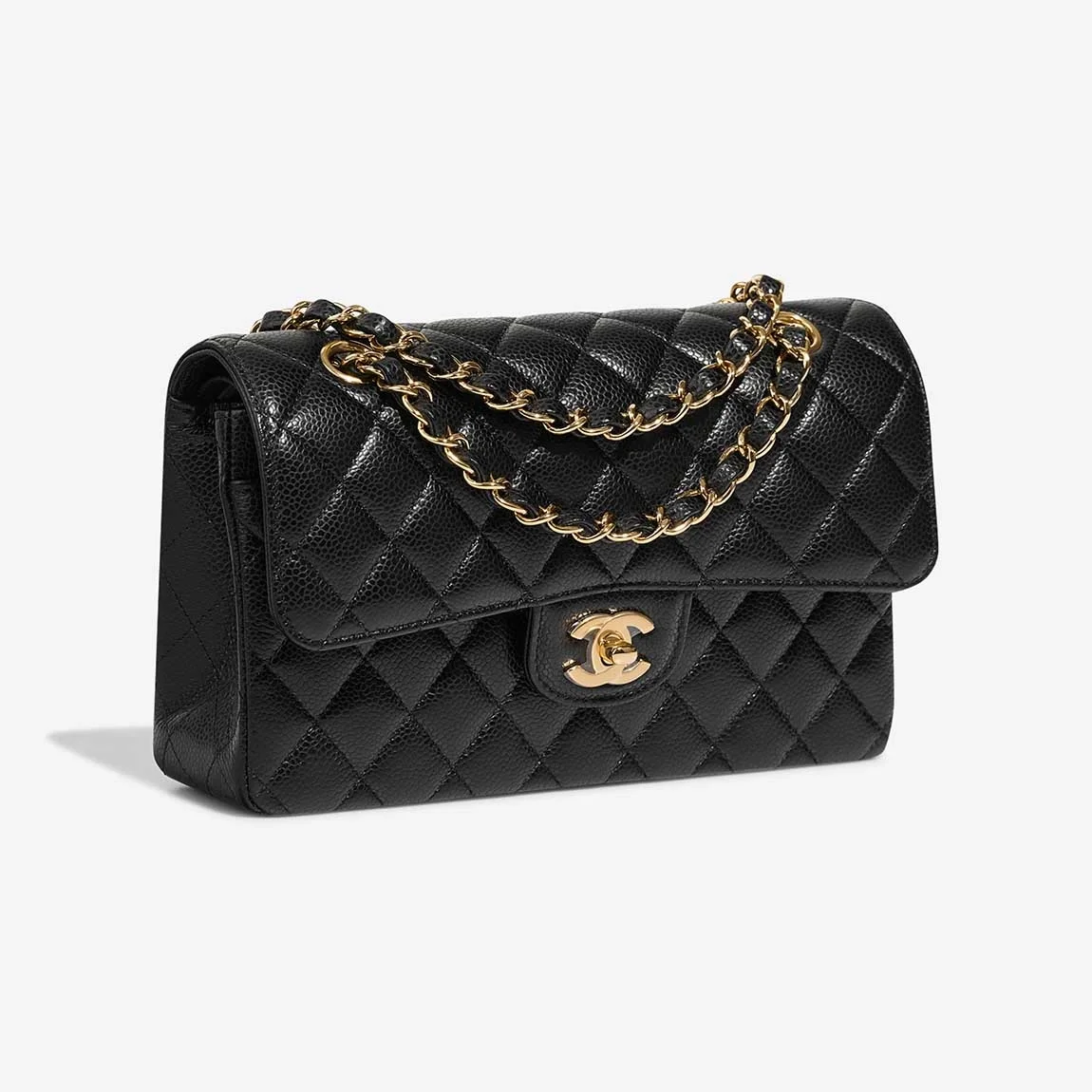 샤넬 클래식 스몰 캐비어 블랙 골드