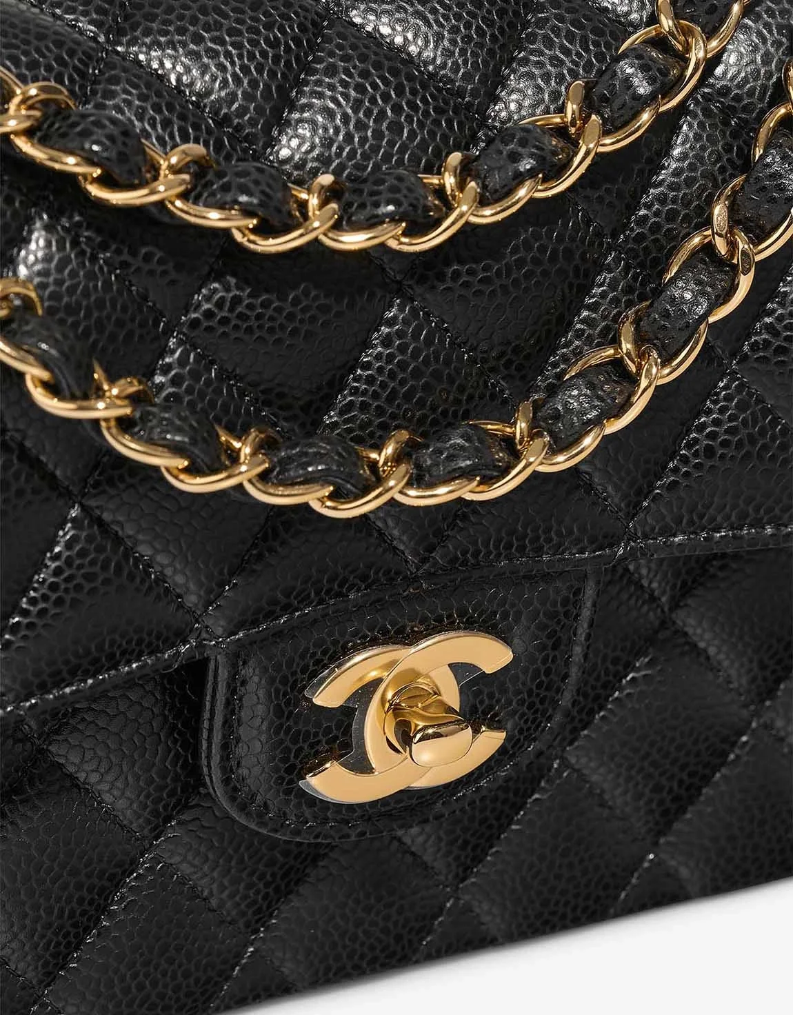 샤넬 클래식 스몰 캐비어 블랙 골드