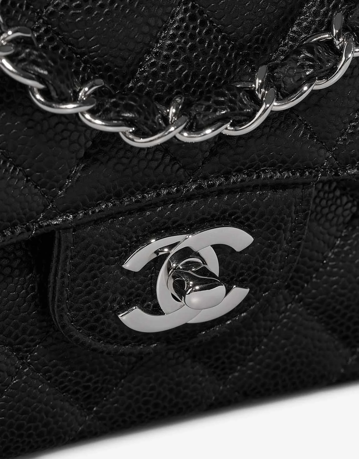 샤넬 클래식 스몰 캐비어 블랙 실버