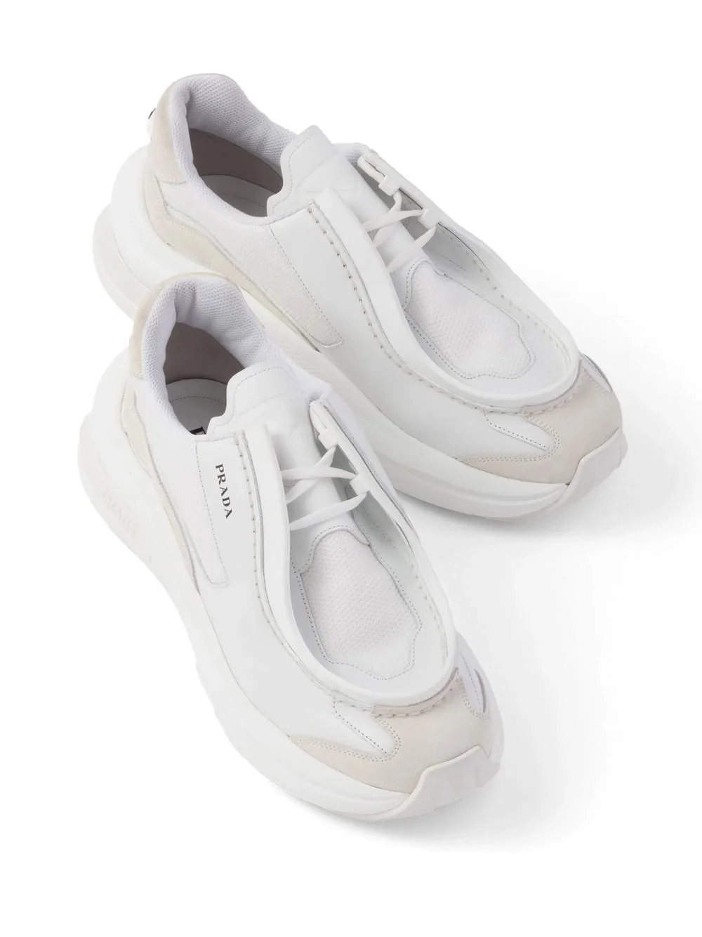 프라다 패널 가죽 청키 스니커즈 화이트