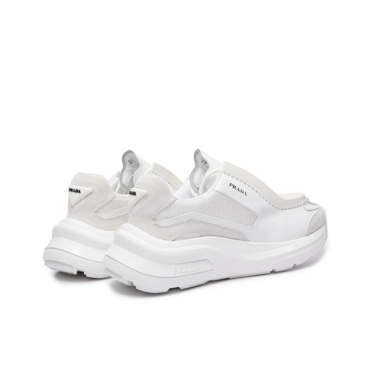 프라다 패널 가죽 청키 스니커즈 화이트