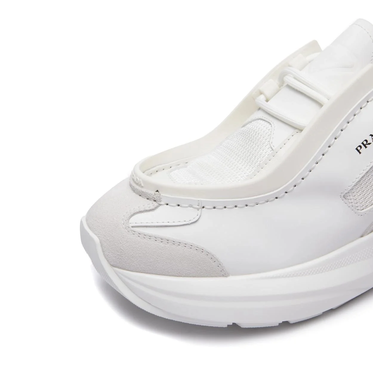 프라다 패널 가죽 청키 스니커즈 화이트