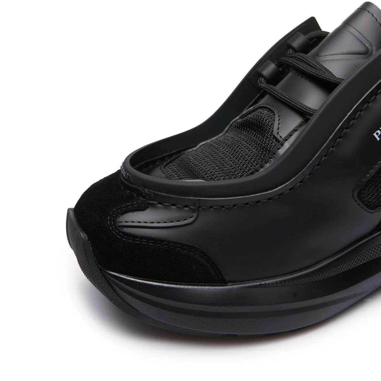 프라다 패널 가죽 청키 스니커즈 블랙