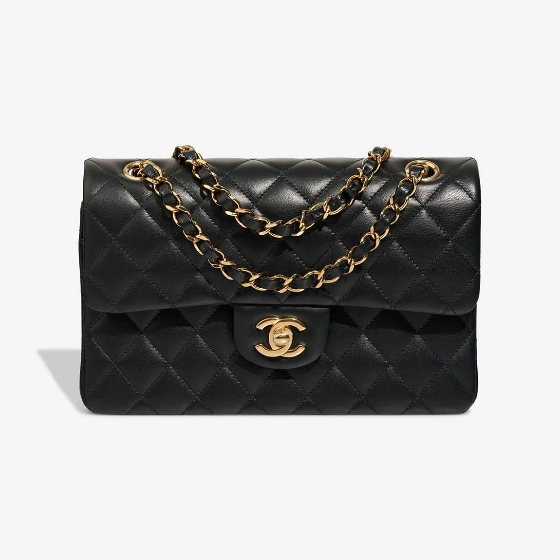 샤넬 클래식 스몰 램스킨 블랙 골드